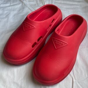 Prada Red Foam Rubber Mule